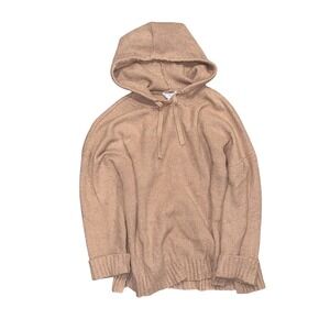 Time and Tru Women's XL Ribbed Knit Hoodie Sweater Tan Brown Tunic Pullover